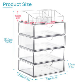 Vtopmart 5 Tier Clear Makeup Organizer top view showing layout of compartments