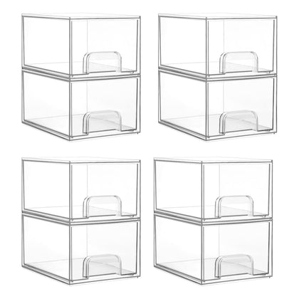 Vtopmart 8 Pack Small Clear Stackable Storage Drawers front view