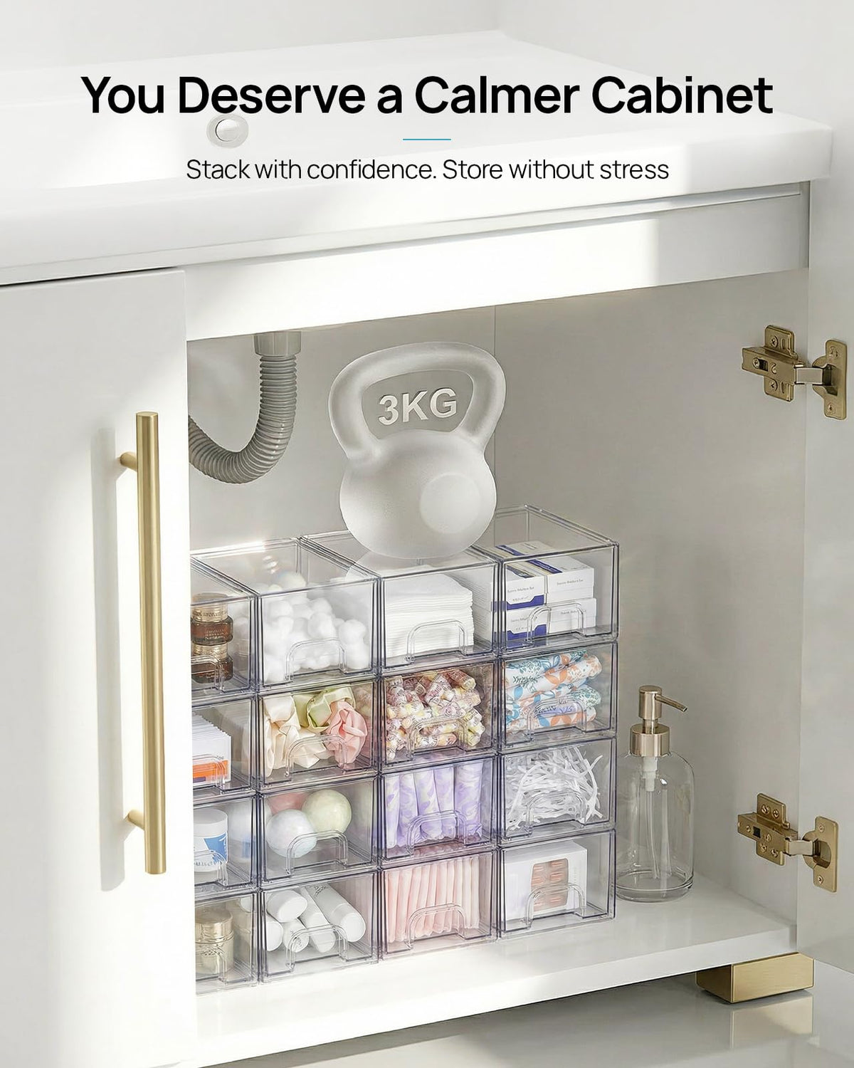Vtopmart acrylic storage drawers in a bathroom setting