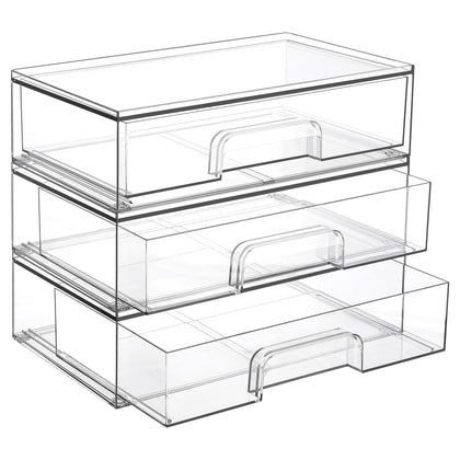 Vtopmart Clear Stackable Storage Drawers front view