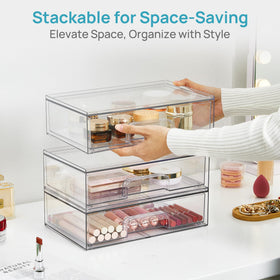 Vtopmart Clear Stackable Storage Drawers in kitchen