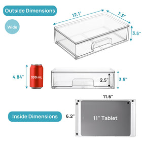 Vtopmart Clear Stackable Storage Drawers side view