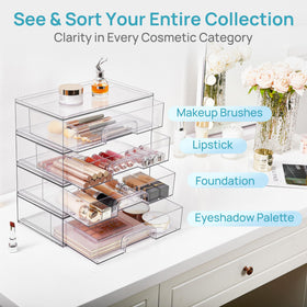 Vtopmart Clear Stackable Storage Drawers with makeup
