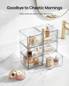 Vtopmart clear storage drawers stacked on a countertop