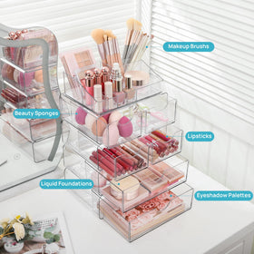 Vtopmart makeup organizer showing spacious compartments and drawers