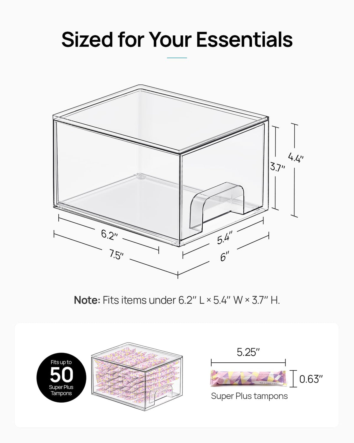 Vtopmart stackable storage drawers with pull-out handles