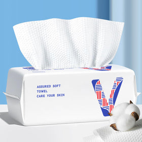 vuacepe disposable cotton face towels front view in packaging