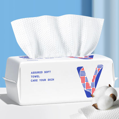 vuacepe disposable cotton face towels front view in packaging