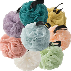 VVmotes Loofah Sponges 8 Pack in vibrant colours front view