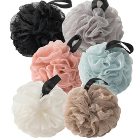 VVmotes Loofah Sponges in Black, Gray, Blue, Pink front view