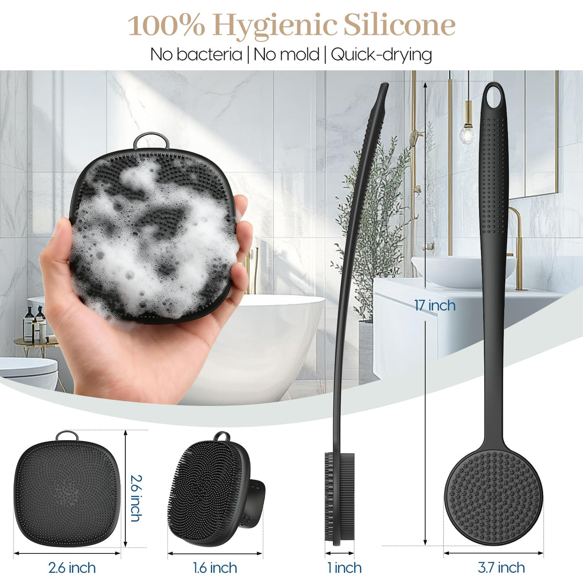VWMYQ Back Scrubber and Facial Brush Set packaging