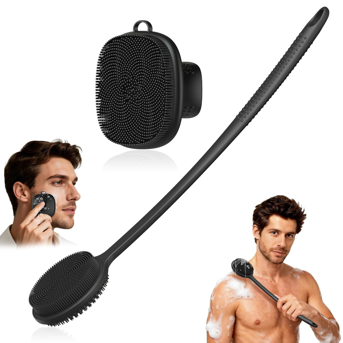 VWMYQ Back Scrubber and Facial Cleansing Brush Set front view