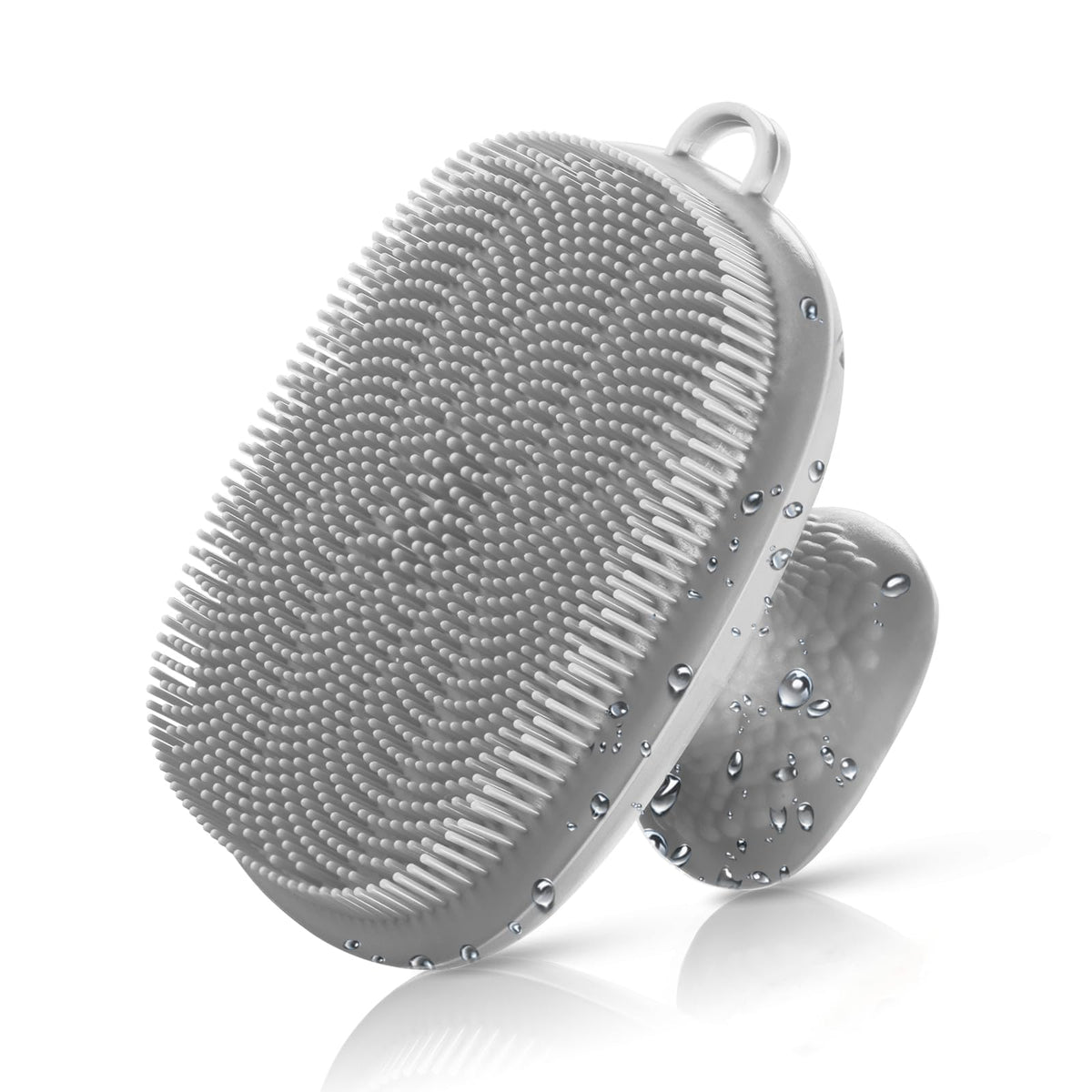 VWMYQ Face Scrubber gray model front view with silicone bristles