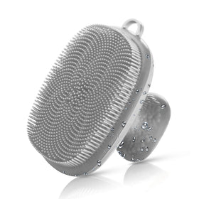 VWMYQ Face Scrubber gray model front view with silicone bristles