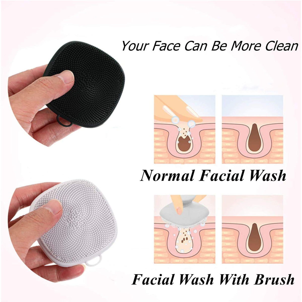 VWMYQ Face Scrubber with food grade silicone bristles close-up