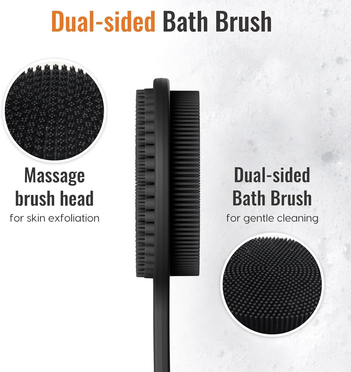 VWMYQ Silicone Back Scrubber showing non-slip handle design