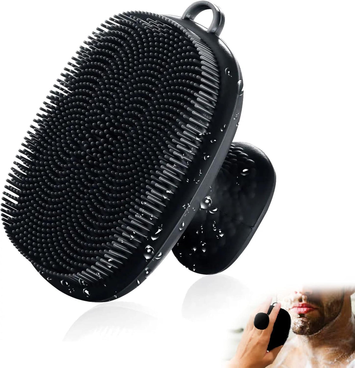 VWMYQ Silicone Face Scrubber black front view