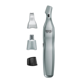 Wahl Battery Nose Hair Trimmer front view with multiple heads