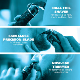 Wahl beard trimmer with USB charging cable and accessories
