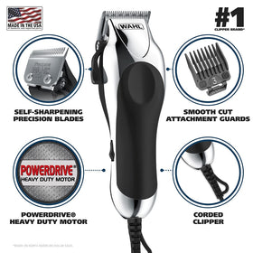 Wahl Chrome Pro Clipper front view showing adjustable taper lever
