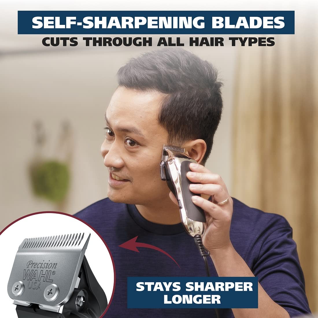 Wahl Chrome Pro Clipper with self-sharpening blades close-up