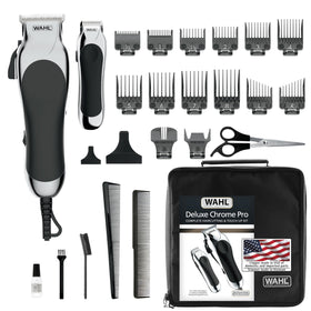 Wahl Chrome Pro Hair & Trimming Kit front view with all accessories