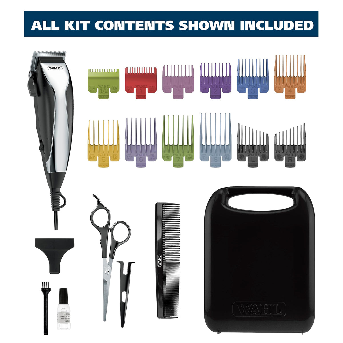 Wahl clipper in use for at-home haircut with a user styling hair
