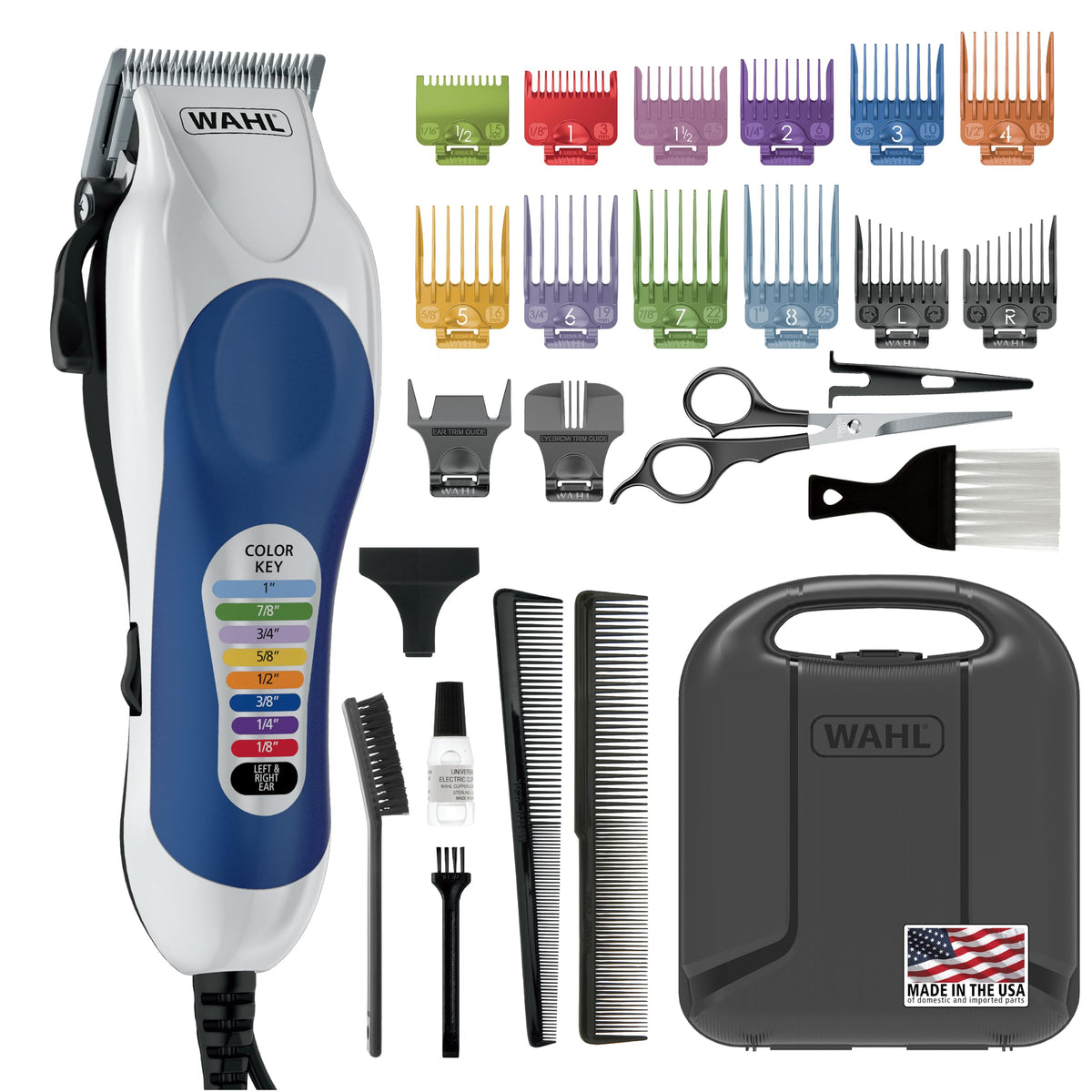 Wahl Color Pro Haircutting Kit with all components laid out
