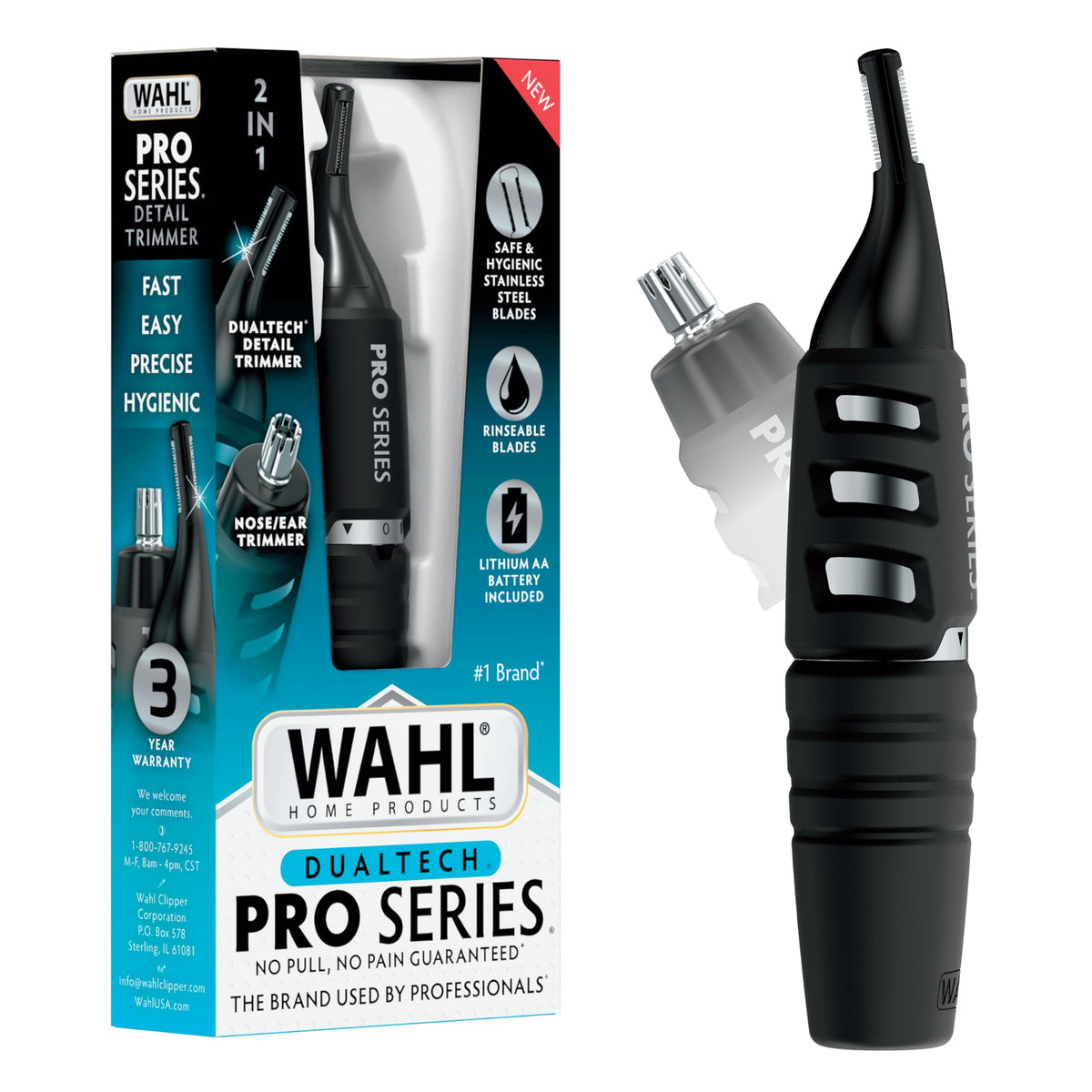 Wahl DualTech® Pro Series 2 in 1 Eyebrow and Nose Trimmer front view