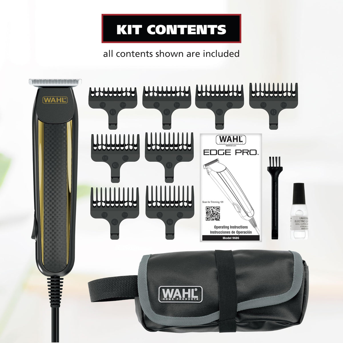 Wahl Edge Pro Corded Beard Trimmer with 8 guide combs