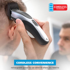 Wahl Home Pro Cordless Hair Clipper side view showing attachment guards