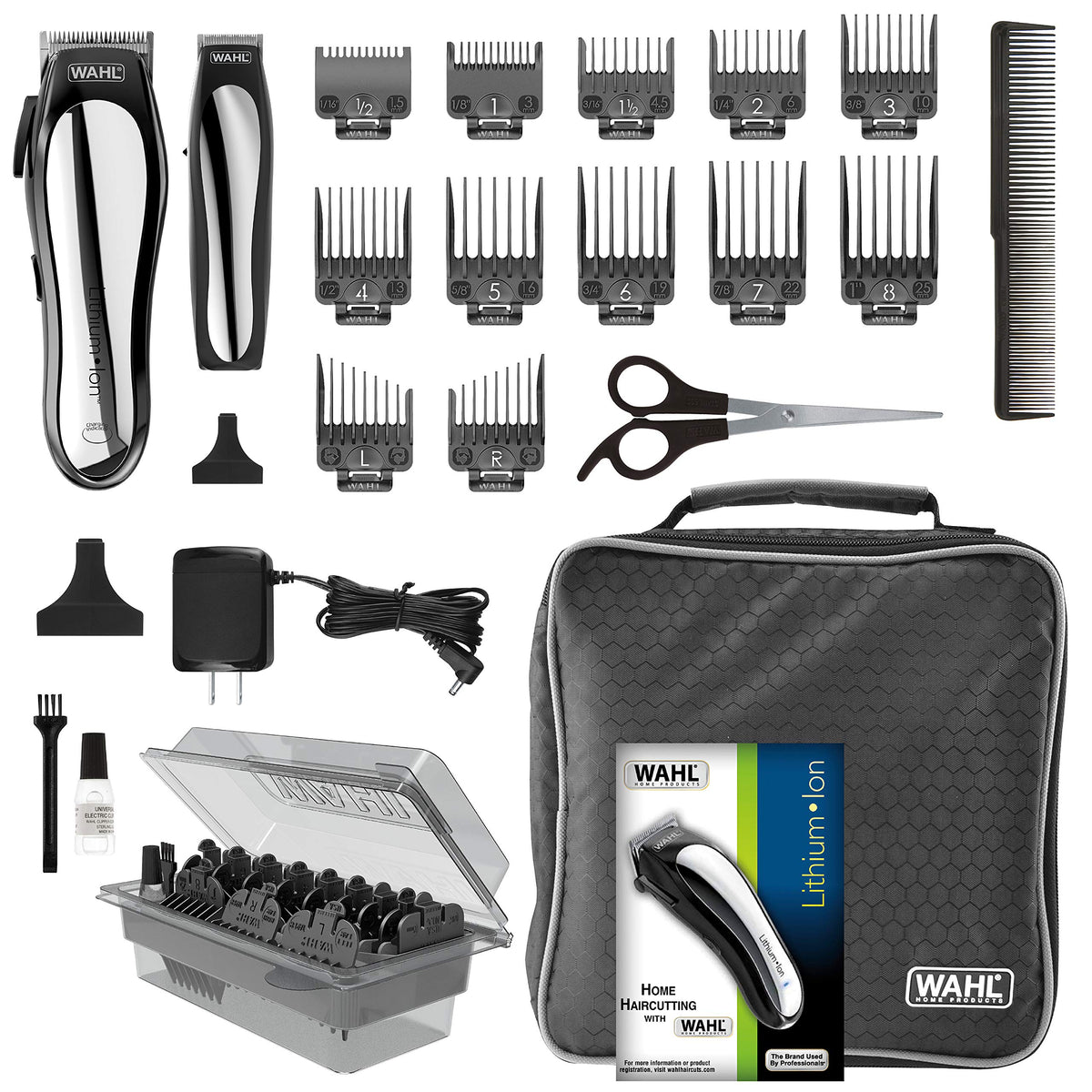 Wahl Lithium Pro Cordless Haircut Kit front view with case