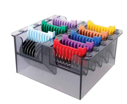 Wahl Pro 5-in-1 comb set front view with colour-coded attachments