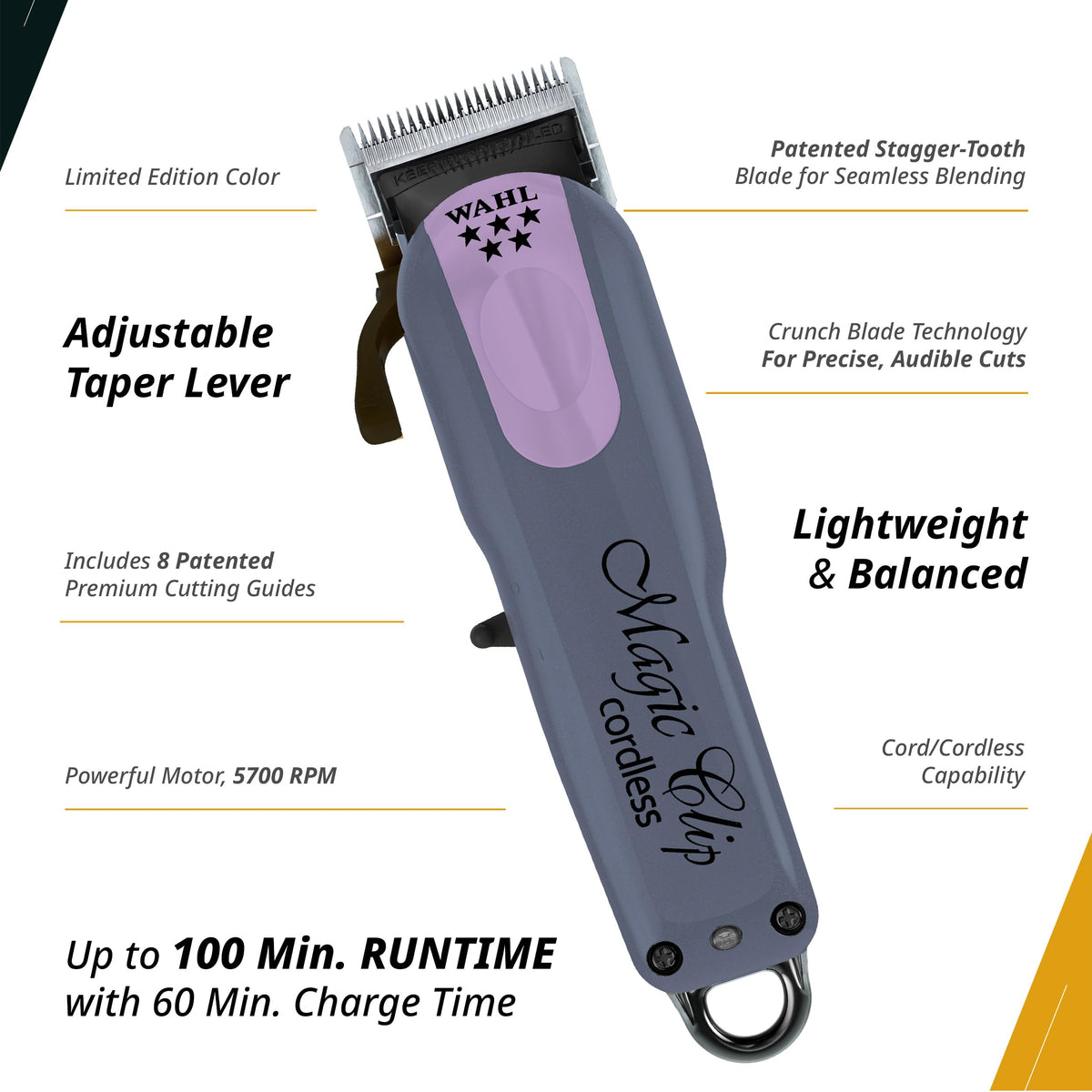 Wahl Professional Magic Clip Cordless Clipper with cleaning brush and oil