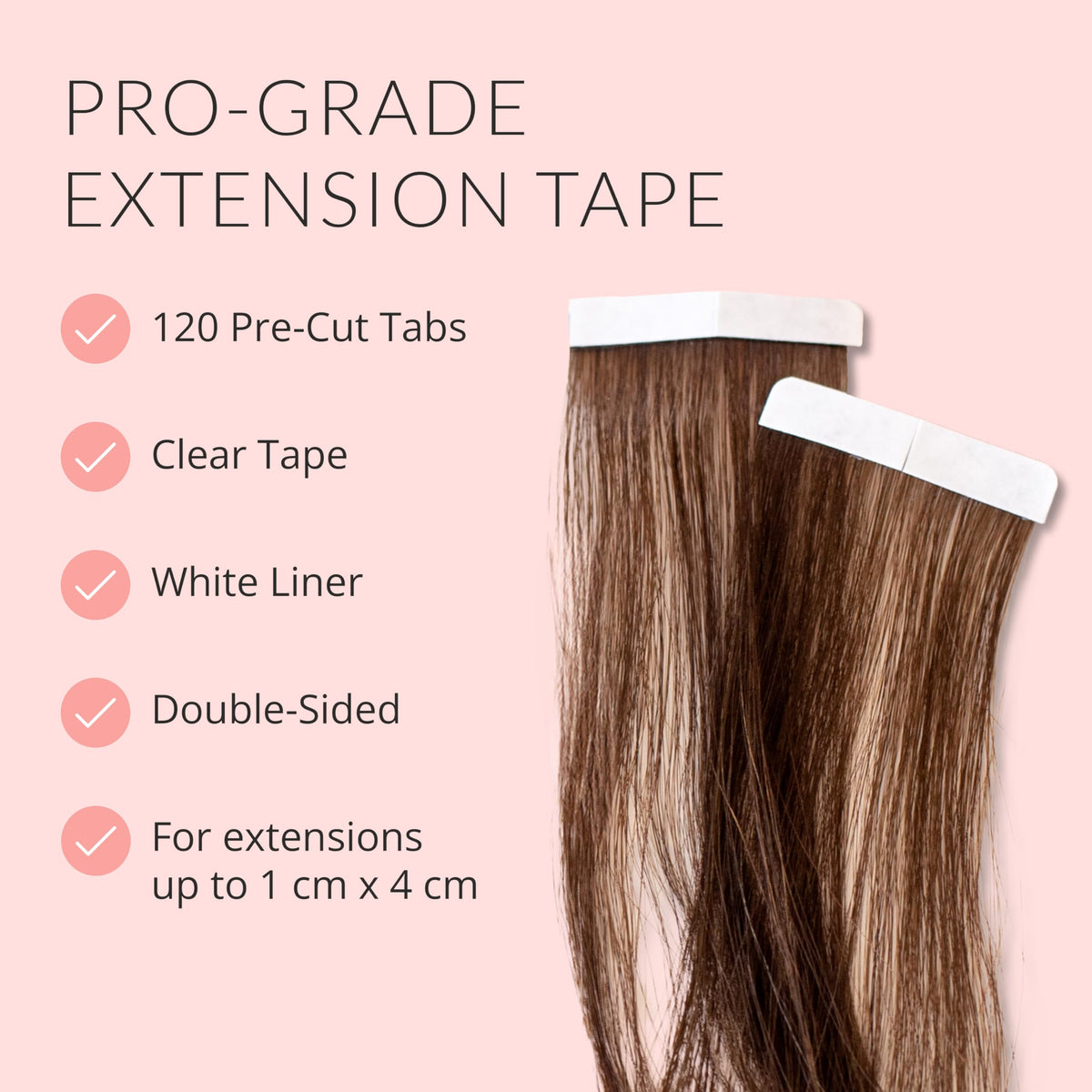 Walker Tape Beautify Ultra Hold Hair Extension Tabs displayed with hair extensions