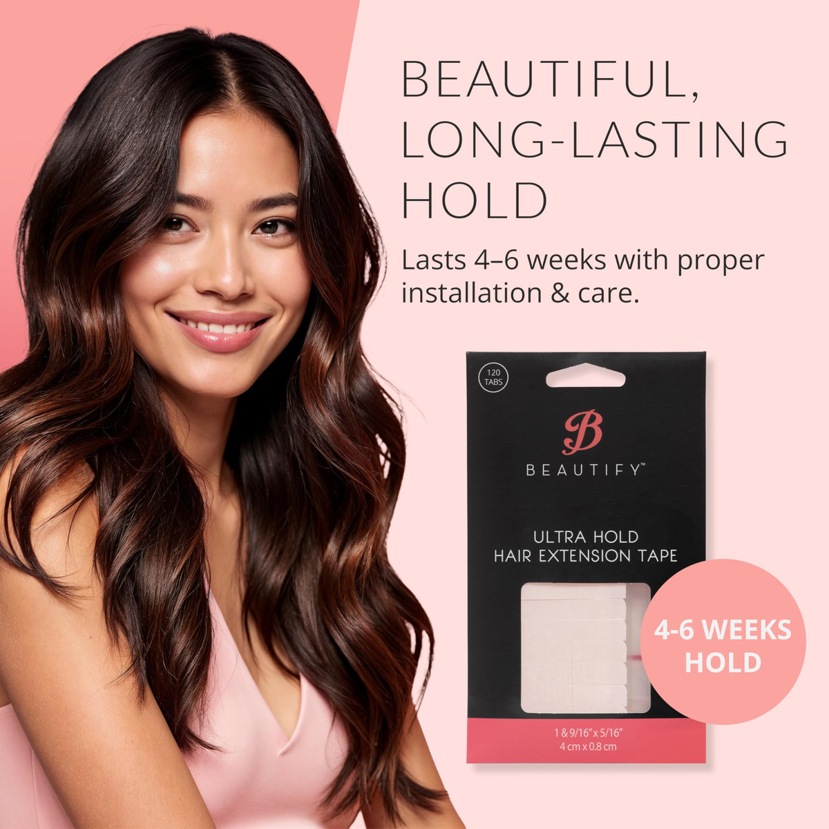 Walker Tape Beautify Ultra Hold Hair Extension Tabs with adhesive close-up