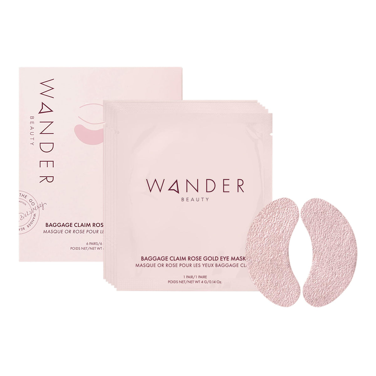 Wander Beauty Baggage Claim Rose Gold Foil Under Eye Patches front view
