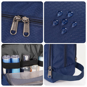 WANDF Travel Toiletry Bag compact size next to a suitcase