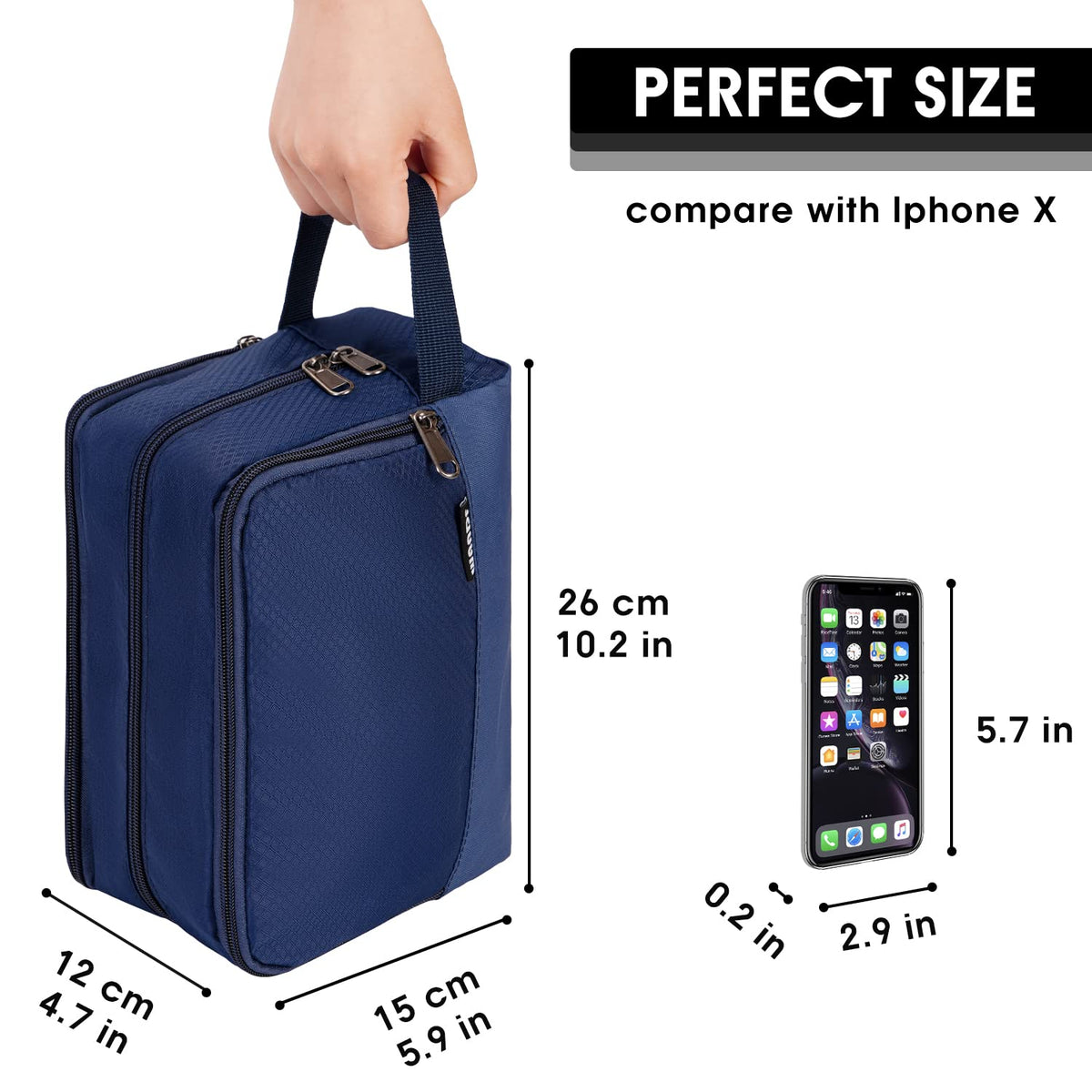 WANDF Travel Toiletry Bag side view showcasing handle