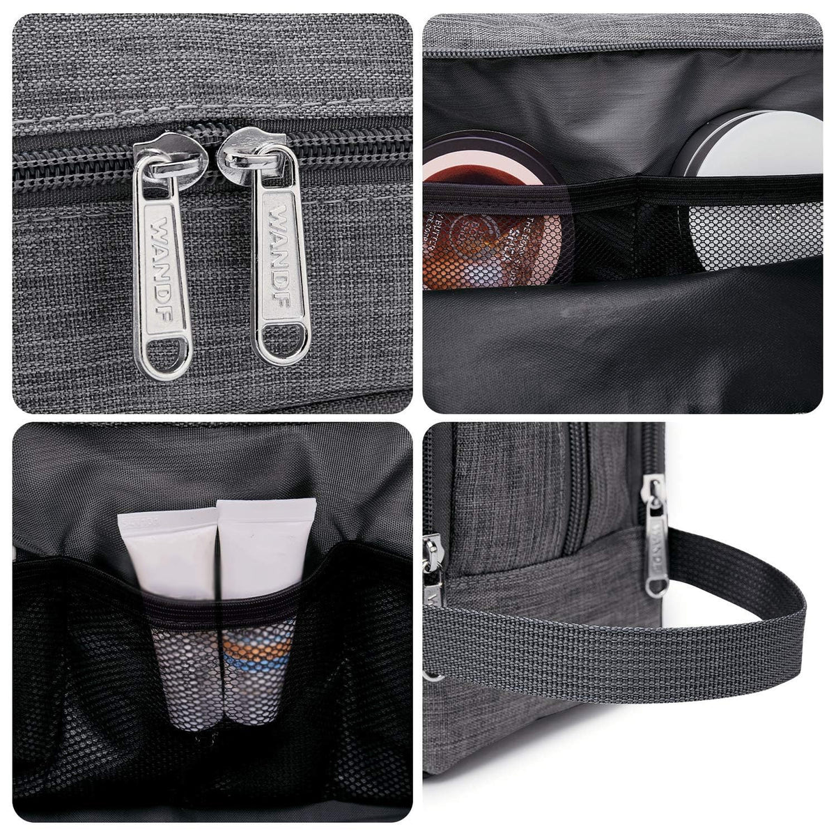 WANDF Travel Toiletry Bag water-resistant fabric close-up