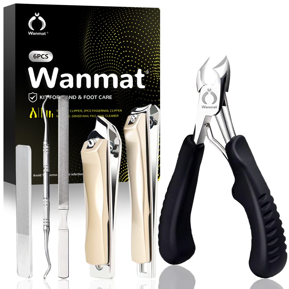 Wanmat toenail clippers set front view with upgraded handle