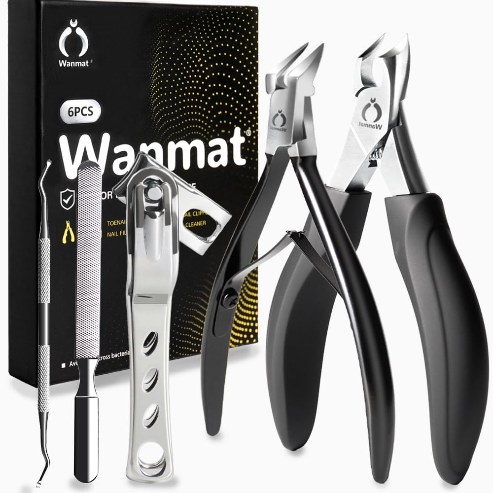 Wanmat toenail clippers set with curved blade and extended handle