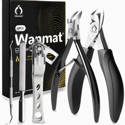 Wanmat toenail clippers set with curved blade and extended handle