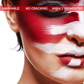 Washable MEICOLY red body paint being removed
