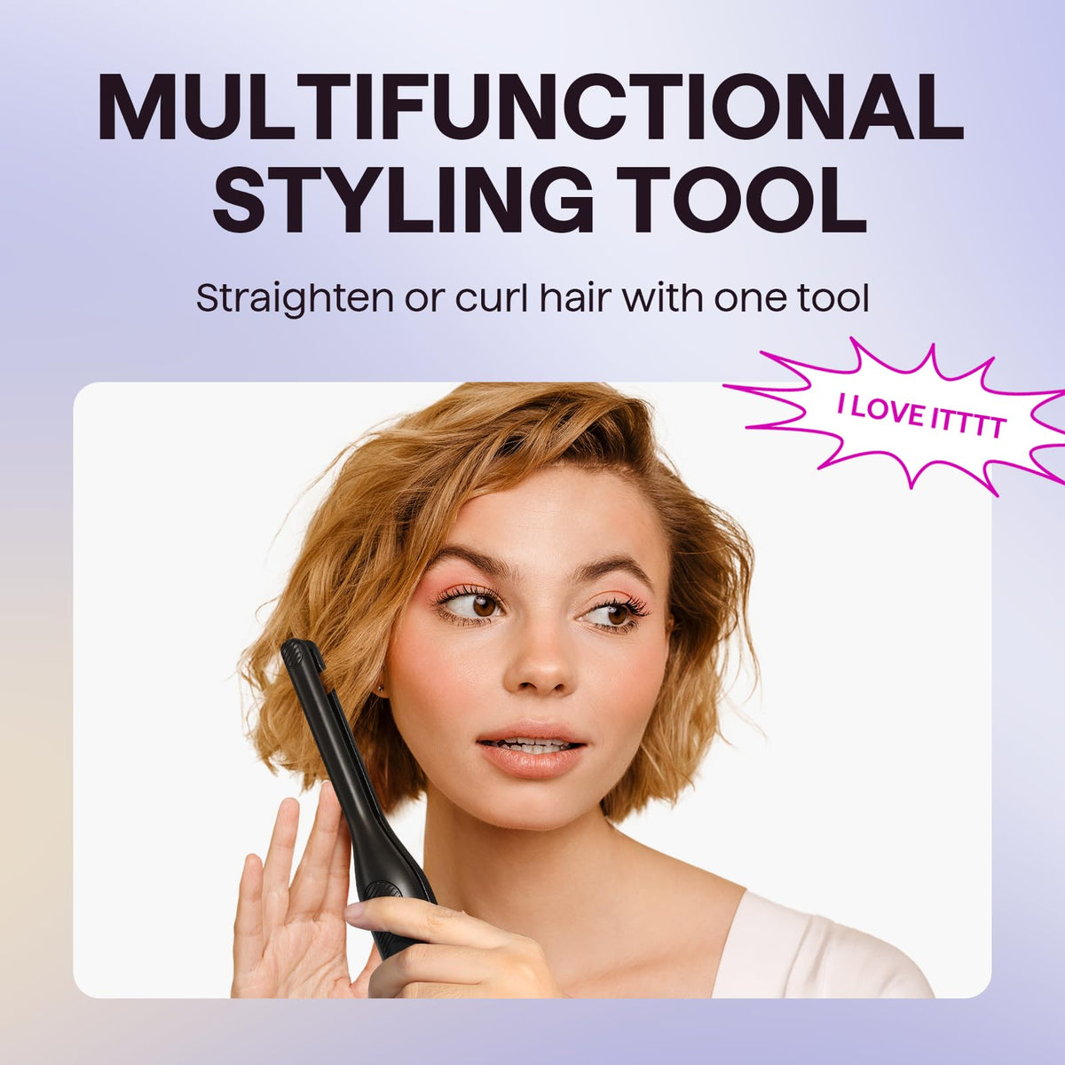 Wavytalk 0.3" Pencil Flat Iron in use on short hair