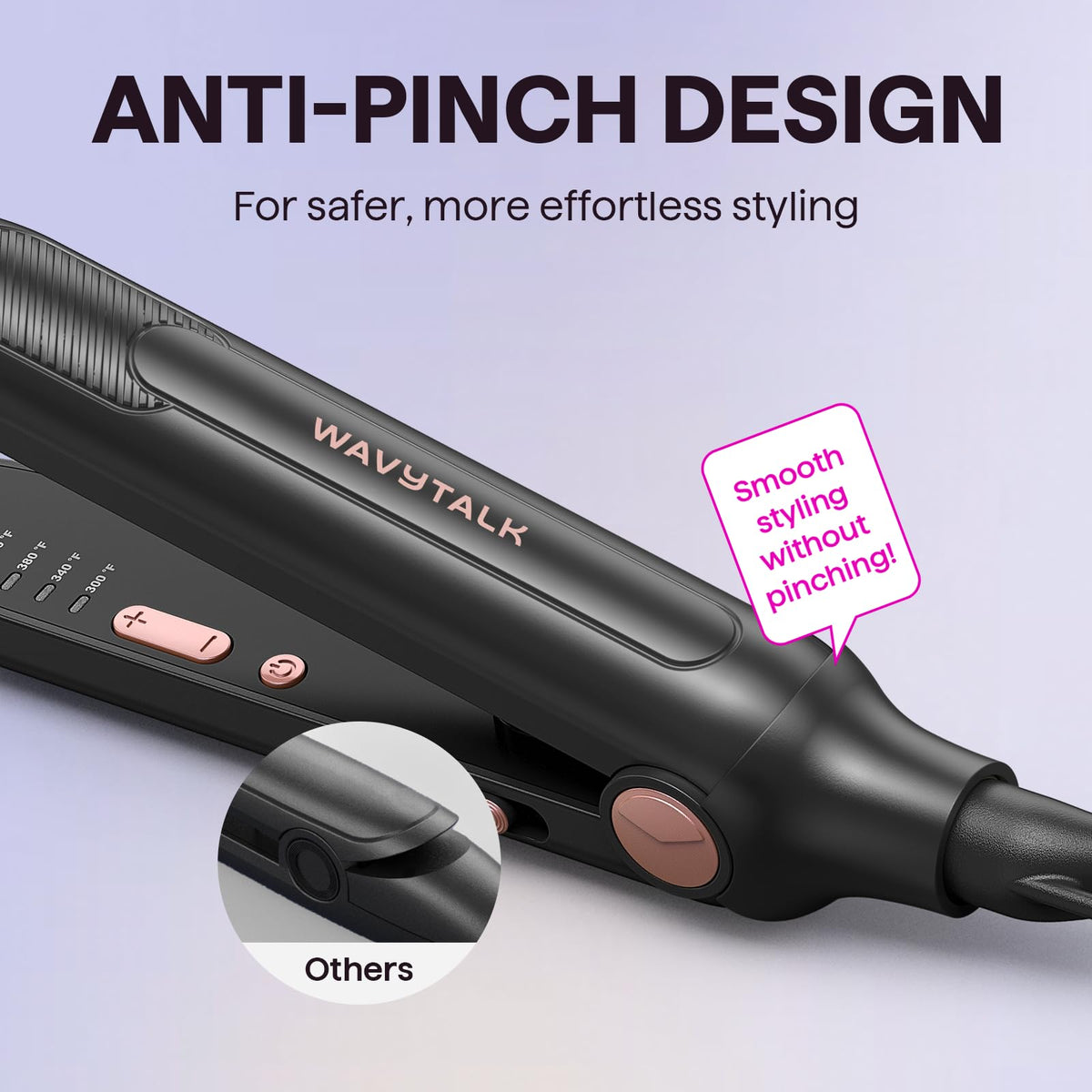Wavytalk 0.3" Pencil Flat Iron showing curved design