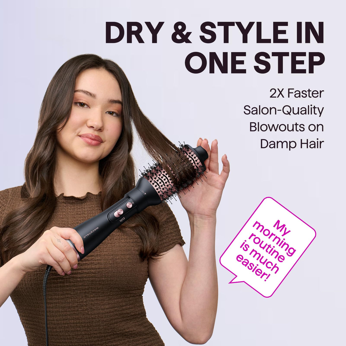 Wavytalk 4-in-1 Hair Styler with oval brush attached