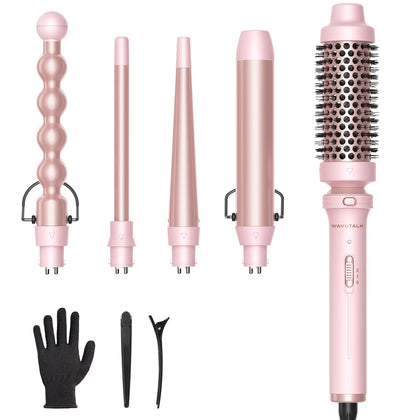 Wavytalk 5 in 1 Curling Wand Set with various barrel sizes