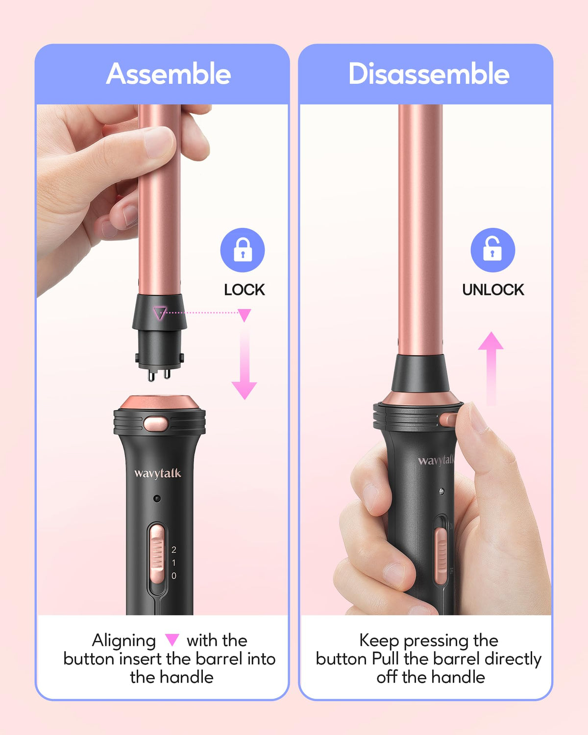 Wavytalk curling iron set with hair clips and scrunchies