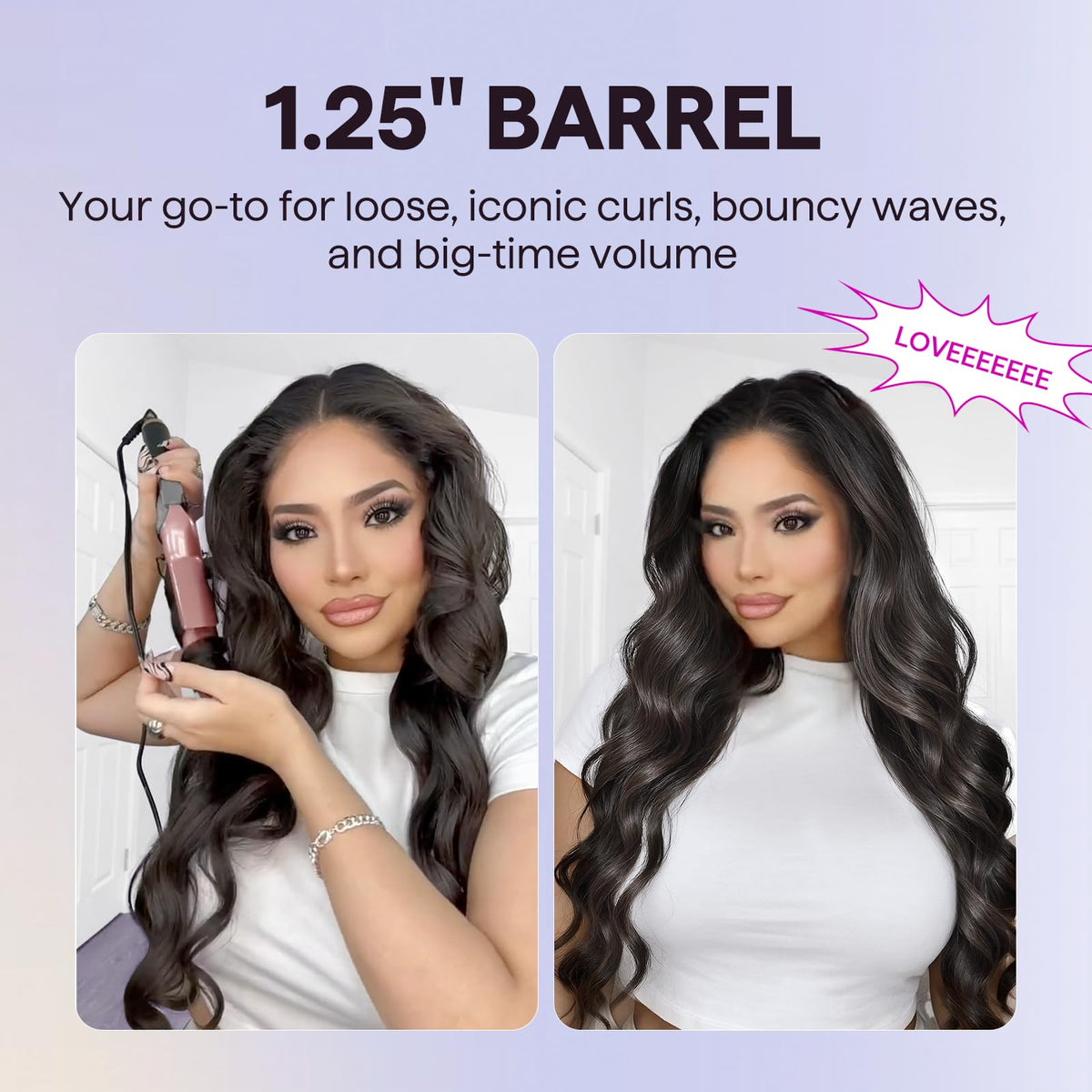 wavytalk curling iron with hair clips and scrunchies